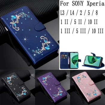 Калъфи за мобилни телефони Sunjolly Калъфи за SONY Xperia 1 5 10 II и III, L3 L4 2 5 8 Калъф-книжка с панти капак за Xperia 10 III Case