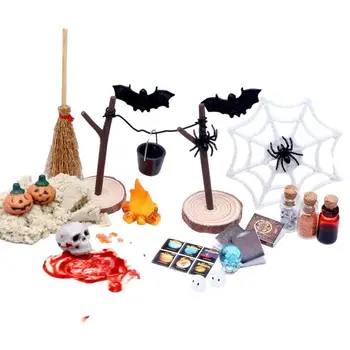 Миниатюри на Хелоуин 27 бр. Миниатюрни фигурки на Хелоуин гама от играчки на ужасите за еднократна употреба Аксесоари за мини-куклена къща на тема Хелоуин