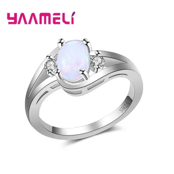 Популярни модни дамски пръстени С овални розови опалом, романтичен подарък за приятелки, бижута от сребро 925 проба Анел