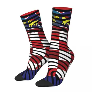 Отпечатък на палеца на Хърватия, флаг Югославия, Зимни чорапи унисекс, топли Щастливи чорапи, уличен стил, Луд чорап